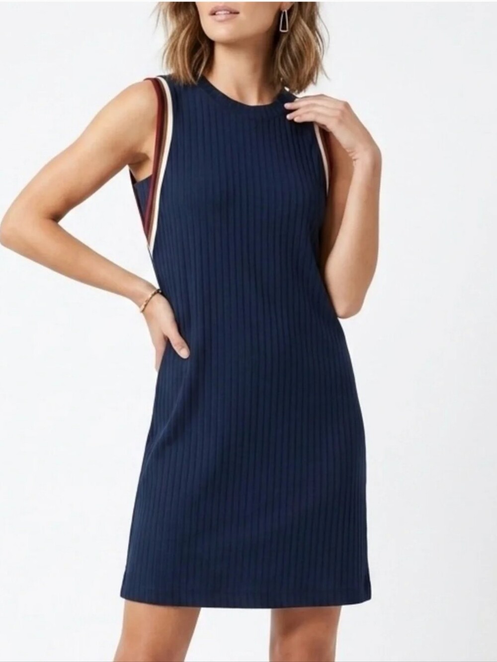 Evereve | Sleeveless Navy Ribbed Shift Dress